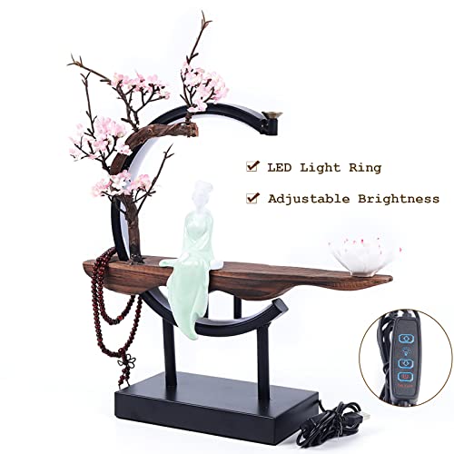 Tfcfl Backflow Incense Holder With Led Light Ring, Chinese Style Handmade Flower Censer Incense Burner Home Decor Aromatherapy Ornament Incense Holders With Backflow #TOP2