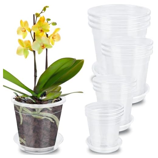 TOUYINGER 12 Stück Orchideentopf Transparent, Plastik Blumentopf mit Ablaufloch 11cm/15cm/17cm/21cm Verdickt Pflanztöpfe, Anzuchttöpfe Kunststoff für orchideen Sukkulenten Samen-Sämling