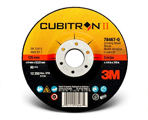 3M Cubitron Ii Depressed Center Grinding Wheel T27, 5" X 1/4" X 7/8 #TOP2