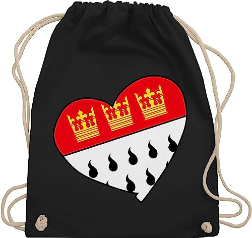 Shirtracer Turnbeutel Rucksack - Karneval & Fasching - Taschen - Köln Wappen Herz I Geschenk für Köln Fans - Unisize - Schwarz - kölsch tasche karnevalsbeutel faschings koln beutel wurfbeutel