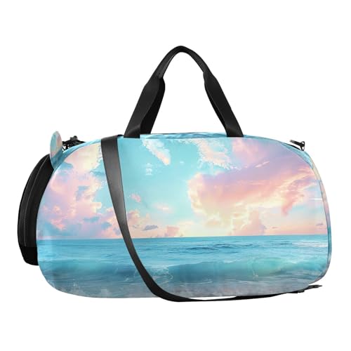 YETTASBIN Sport Travel Duffel Bag for Girls Boys, Beach Large Waterproof Weekender Overnight Bag, Detachable Shoulder Strap Gym Bag with Shoe Compartment & Wet Pocket2