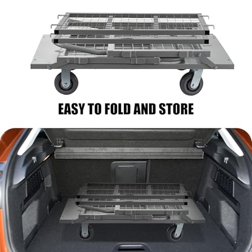 SmarketBuy Platform Truck Cart with Cage, 5 in 1 Heavy Duty Platform Carts with Cage 2000 LBS Capacity Foldable Push Cart Dolly with 5\" Casters for Groceries/Garage/Warehouse