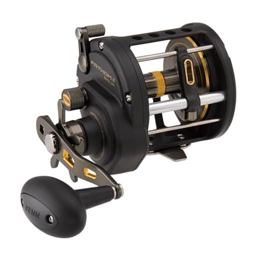 Penn, Fathom II Level Wind Saltwater Casting Reel, 50, 3.7:1 Gear Ratio, 30" Retrieve Rate, 5 Bearings, Right Hand, Black Gold