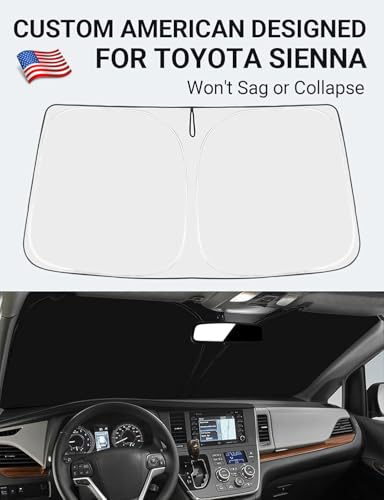 Image of Proadsy Front Windshield Sun Shade Foldable Sunshade Protector Custom Fit 2011-2020 Sienna Accessories 2026 Upgrade