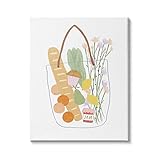 Stupell Industries Chic Shopping Bag Illustration Spring Market Grocery Canvas Wall Art, 16 x 20, Green