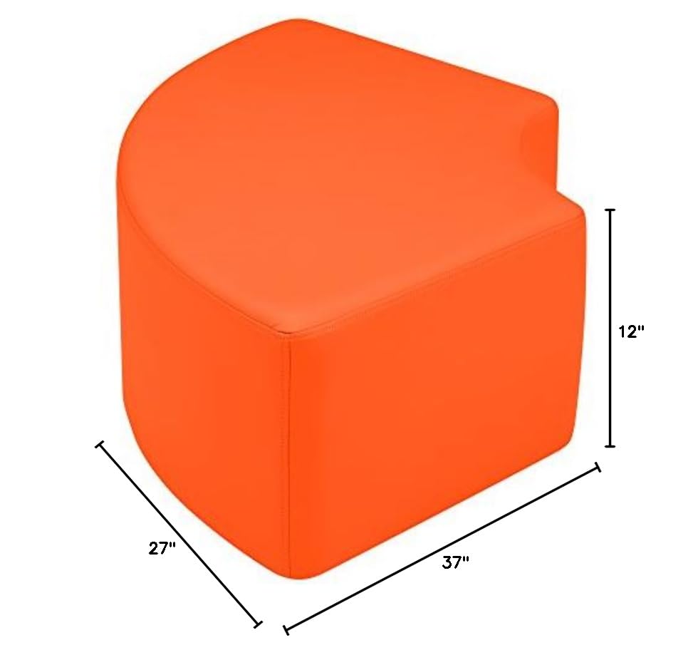 Image of Sprogs 12 inch H Structured Quarter Round Stool -Flexible Modular Collaborative Soft Seating for Office, Home, Lounge and School Classrooms with Durable Frame -Orange