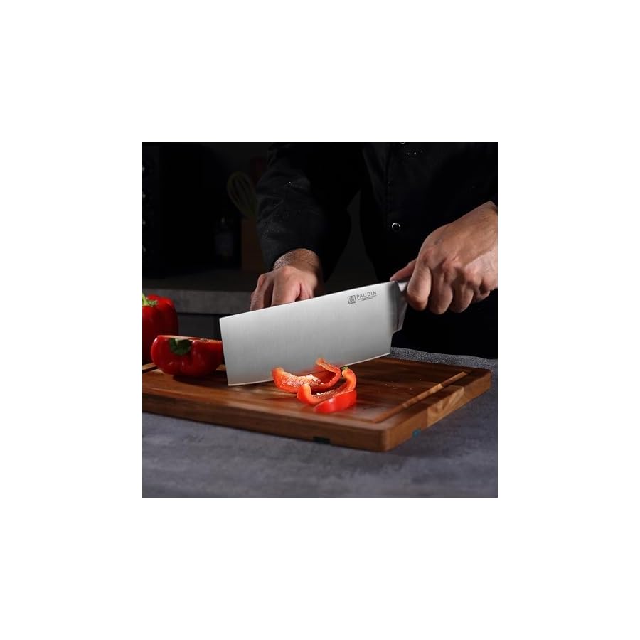 PAUDIN-Cleaver-Knife-Switzer-Chinese-Chef-Knife-7-Inch-High-Carbon-Stainless-Steel-Butcher-Knife-with-ABS-Handle-Kitchen-Knife-for-Meat-Cutting-Vegetable-Slicing PAUDIN Cleaver Knife, Switzer Chinese Chef Knife 7 Inch, High Carbon Stainless Steel Butcher Knife with ABS Handle, Kitchen Knife for Meat Cutting Vegetable Slicing