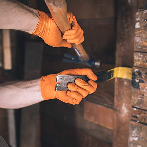 image for GLOVEWORKS HD Industrial Orange Nitrile Gloves with Raised Diamond Tex