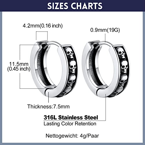 Stainless Steel Huggie Earrings For Men Women Skull Huggie Hoop Earrings Gothic Skull Ear Hoops Punk Skeleton Earrings Jewelry #TOP5