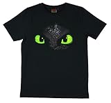 Hochwertiger Siebdruck Dreamworks Dragons Kinder T-Shirt Ohnezahn Toothless (116-122, schwarz)