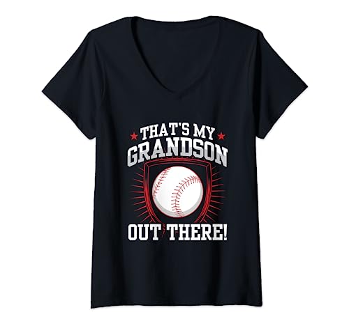 Cool Funny That's My Grandson Out There Baseball Graphic Camiseta Cuello V
