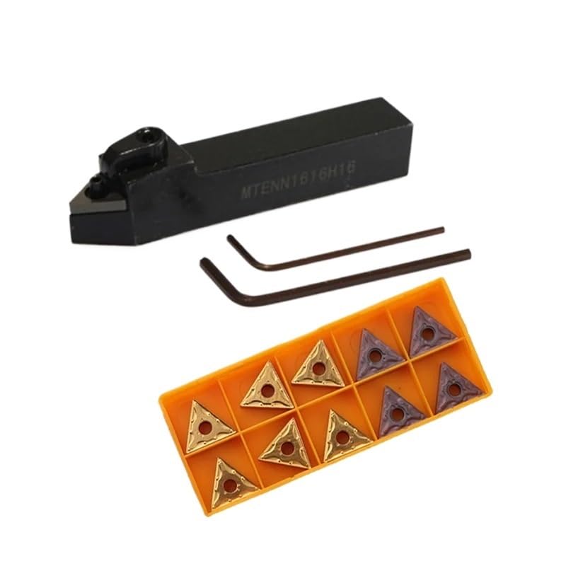 1pc MTENN1616H16 External Turning Tool Holder +10pcs TNMG160404 TNMG160408 Insert Lathe Cutting Machine Tools Set(TNMG160408-MA VP15TF)