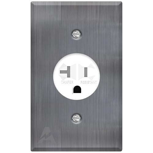 Single Receptacle Outlet Kit, 20 Amp Commercial Grade Electrical Outlet for Appliances, with Standard Size Stainless Steel Wall Plate, UL Listed, Convenient Single Receptacle Bundle
