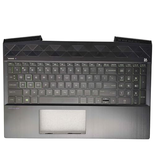 HP Pavilion 15-CX 15-cx0071nr TPN-C133 ノートパソコン用 US/スペイン語キーボード パームレスト 大文字 バックライト(US green backlit)