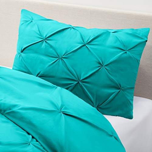 Image of Nestl Twin Comforter Set Pinch Pleat Comforter, Bedding Comforter Sets, Comforter Set for Twin Bed, Pintuck Comforter Set Twin /Twin XL Size, Down Comforter with 1 Pillow Sham, 2-Piece - Teal Blue