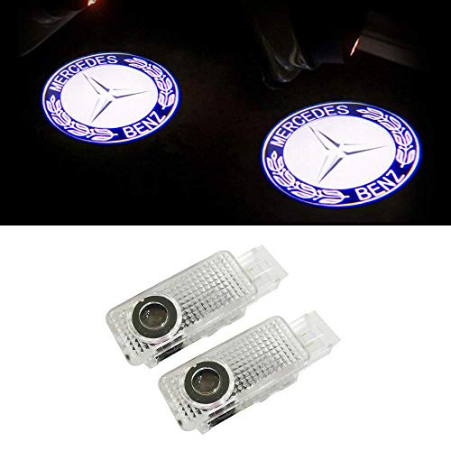 LIKECAR 2 pcs lumières de Porte projecteur de Voiture Car LED Bienvenue Logo Voiture fantôme Ombre Bienvenue lumière (W203 blue2)