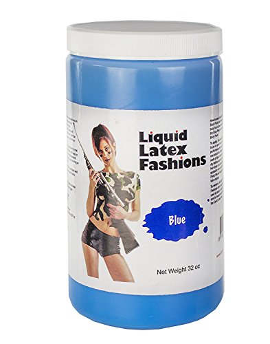 Liquid Latex Fashions Ammonia Free Liquid Latex Paint for Adults and Kids, Zombie Makeup Paint, Ideal for Art, Parties, Carnivals, Cosplays, Blue- 32 Oz