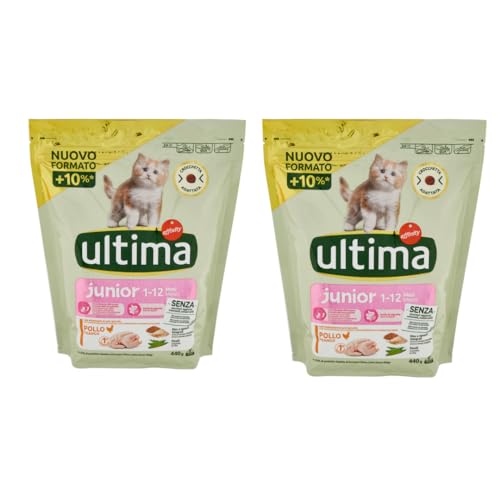2 x pienso para gatos Junior 1-12 meses, pollo, arroz y cereales integrales, 440 g