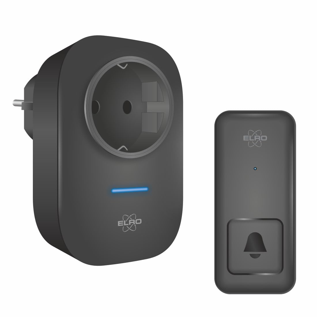 ELRO DB4000 Drahtloses kinetisches Türklingel-Set - mit Steck-Empfänger mit Steckdose - keine Batterien nötig 150 Meter