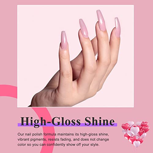 Imtiti Pink Gel Nail Polish, 3 In 1 Glitter One Step Gel Polish, Soak Off Pink Nail Polish Uv Led Nail Polish Gel No Need Base And Top Coat For Starters Diy Nail Art, 0.34 Fl Oz(010 Glitter Light Pink) #TOP2