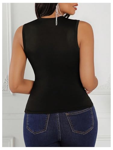 SOLY HUX Women's Tank Tops Sparkle Rhinestone Cut Out Sleeveless Slim Fit Party Top2