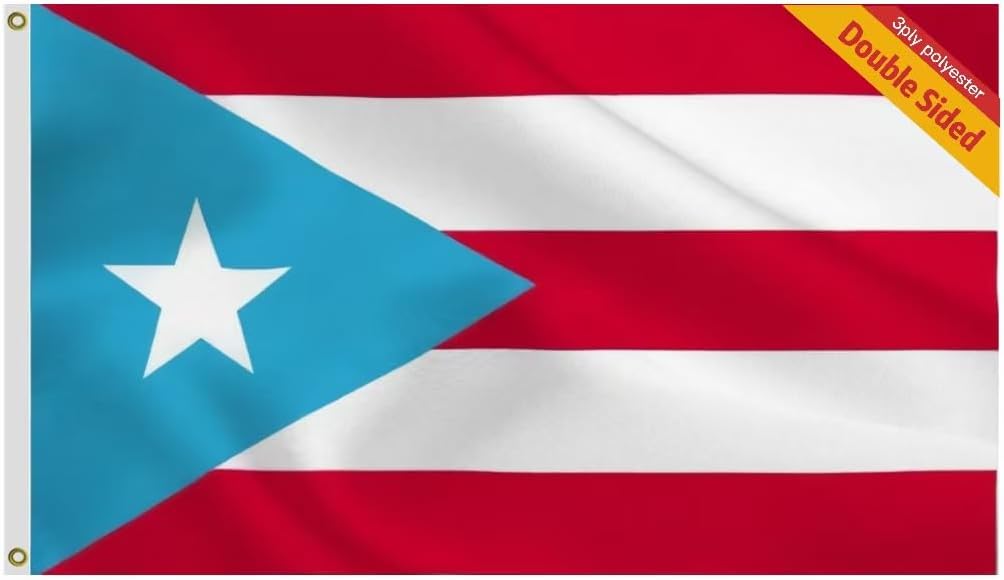 Heavy Duty Double Sided 3X5 FT 3ply Light Blue Puerto Rico Flag - Puerto Rican PR National Flags,100D Thick Polyester Flags for Indoor Outdoor Decro,Frade Proof Double Stitched Banner with Brass Grommets and Stronger Header. (LB, 3X5 3ply)