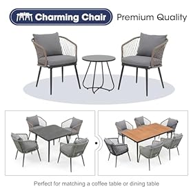 OC Orange-Casual Patio Dining Chair, All-Weather Wicker Outdoor Dining Chair Set of 6, Rattan Armchair Seating with Cushion, for Porch, Backyard, Garden, Pool, Taupe Wicker & Gray Cushion 41IaIXcTOTL. SS280