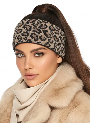 Baesics Stirnband Leo Taupe für Damen & Herren – warme & elastische Unisex Ohrenwärmer mit Fleecefutter - Hochwertige Verarbeitung – One Size Kopfbedeckung
