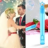 ZAICOLER 20 szt. Butelka z Mydłem w Kształcie Bańki Zestaw Zabawek Trwały Elegancki Różdżki do Baniek Mydlanych Rurka Dekoracja na Urodziny Dziecka Ślub Serce Biały/Gwiezdny Niebieski Plastik