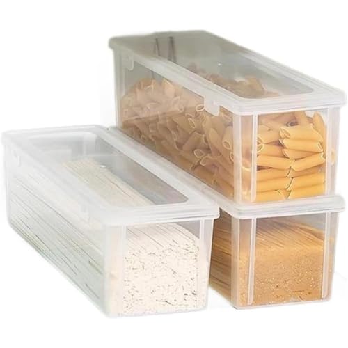zornik 3個入り パスタ保存 パスタケース プラスチック 密閉 防湿 ッチン密封保存瓶 蓋付き プラスチック 貯蔵 ヌードルボックス コーヒー豆 お箸など 冷蔵庫