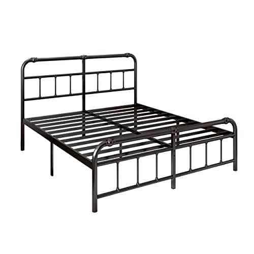 Theocorate King Size Bed Frame With Headboard And Footboard,14 Inch High Metal Platform, 3500Lbs Support，No Box Spring Needed,Noise Free, Easy Assembly,Black #TOP6