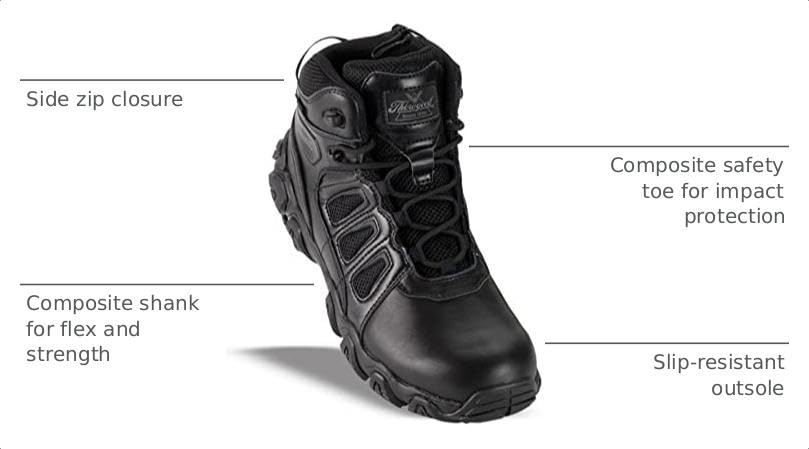 Image of Thorogood Crosstrex 6 inch Waterproof Tactical Boots for Men with Zipper - Breathable Polished Leather and Mesh with Safety Toe and Traction Outsole; ASTM Rated