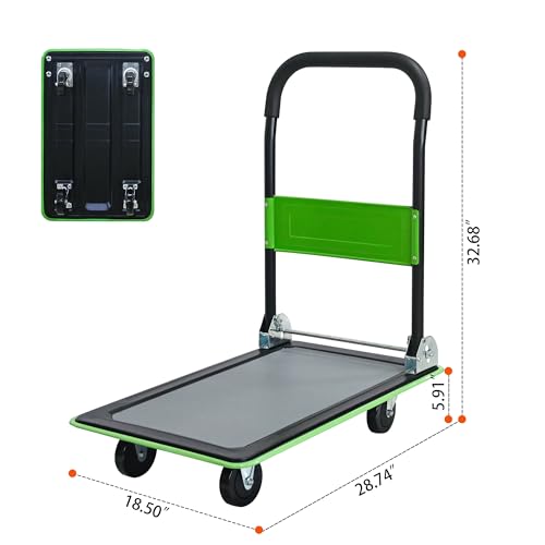 Carretilla plegable resistente de plataforma 330 lbs con ruedas giratorias miniatura 2