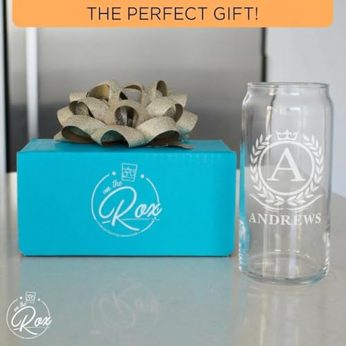 Image of Personalized Name Monogram Beer Can Glass - Custom Gift For Him - 20 oz Engraved Name Glass - Gifts