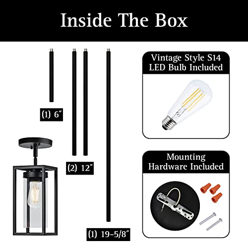 Ultralux Framework Led Mini Pendant Light - Adjustable Height Hanging Light Fixture With Triac Dimmable Led Bulb - Surface Mount Led Ceiling Light - Modern Kitchen Island Lighting (Matte Black) #TOP5