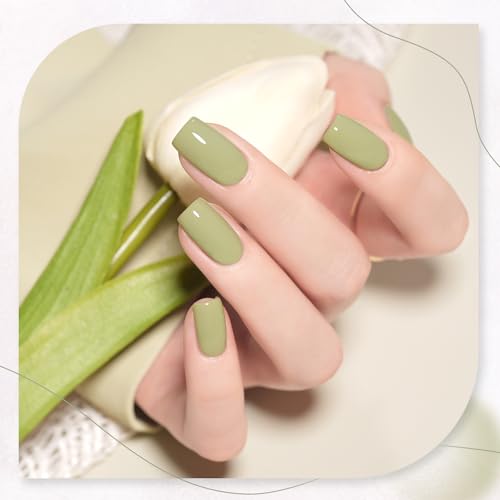 Image of GAOY Green White Spring Gel Nail Polish Set, 6 Colors Blue Pink Coral Olive Soak Off UV Light Cure Gel Polish Kit for Salon and Nail Art DIY at Home