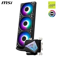 MSI MAG CORELIQUID I360 AIO CPU Wasserkühlung - Vergrößerte Kupferkühlplatte, ARGB & LDB Lüfter, Zweikammer-Wasserblock, Split-Flow Radiator, unterstützt Intel & AMD Sockel – Ansicht 3