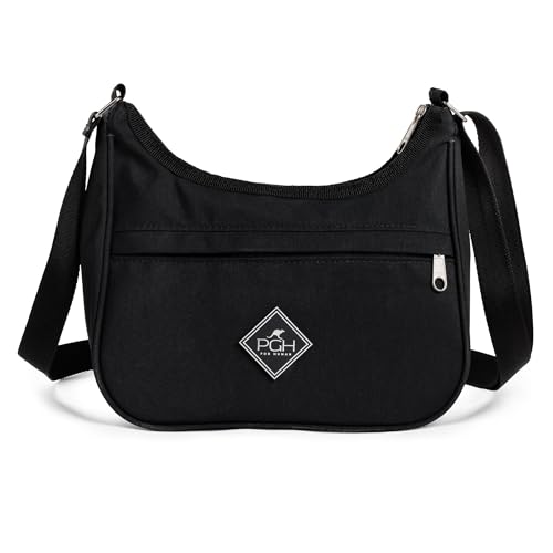 Bolsa Transversal Feminina de Ombro Média Ajustável em Lona Impermeável, PGH Canoe Preto