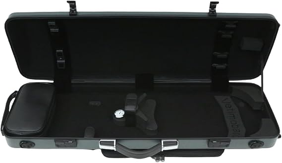 Vetimobato 4/4 Full-Size Carbon Fiber Violin Case Lightweight Hard Shell Travel Case with Removable Music Bag,Combination Lock,4 Bow Holders Waterproof, Anti-Scratch Protection (Blackish Green)