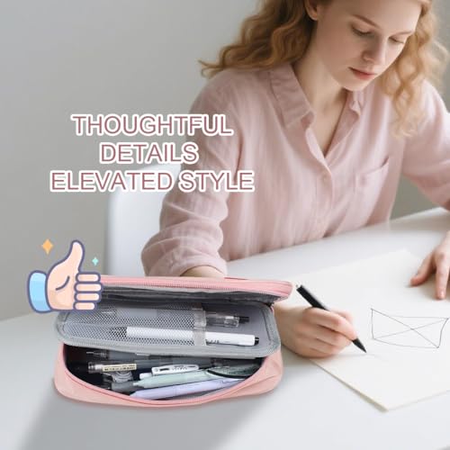 Image of Large pencil case, cute pencil pouch School Supplies Girls, Back to school teen College Stationary