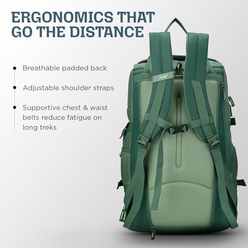 Image of Skybags Ridge V2 45L Weekender Backpack | Premium Polyester | 17-Inch Laptop & Shoe Compartment | Front Access Pockets with Raincover | Travel, Casual & Outdoor Backpack for Men & Women