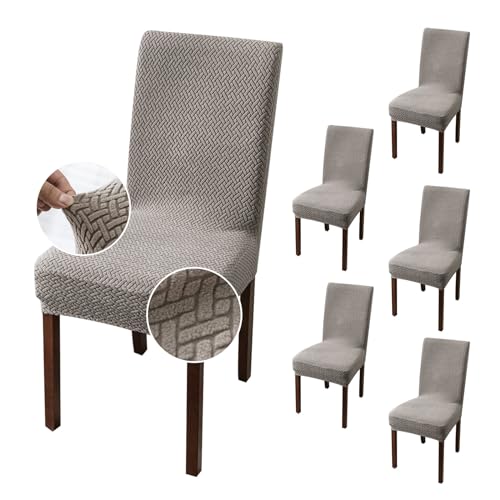 Genina Chair Covers for Dining Room Chair Covers Dining Chair Slipcovers Stretch Kitchen Parsons Chair Cover (Taupe, 6 PCS)