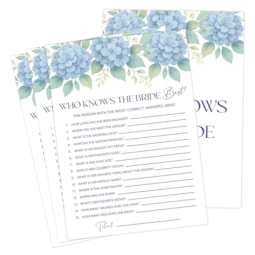 Something Blue Before I Do Bridal Shower Games Dusty Blue Hydrangea Who Knows The Bride Best Game for 30 Guests with Game Cards Bridal Shower Decor Wedding Decorations Supplies (24)