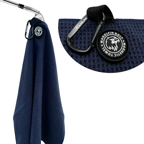 Magnetic Golf Towel with Clip, Microfiber Waffle Design - Industrial