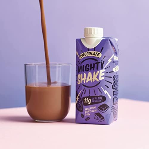 MIGHTY Chocolate Shakes | 100% Vegan Drink | Dairy, Soy & Gluten Free | Plant Milkshake Alternative | High Protein Ready To Drink | 12 x 330ml Cartons | Made In The UK