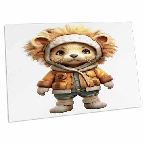 3dRose Linda Ilustración León Escolar - Tapete Escritorio miniatura 1