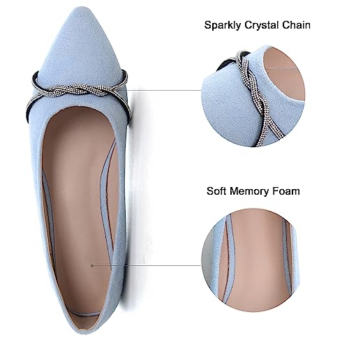 Dear Time Women's Pointed Toe Flat Shoes Rhinestone Chain Ballet Flats Dress Comfortable Loafers for Office Work3