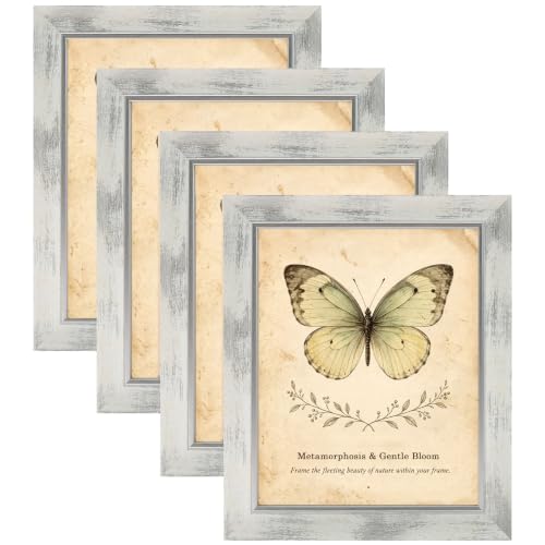 XUANLUO 8x10 Picture Frames Set of 4,Rustic Retro Photo Frame(White)