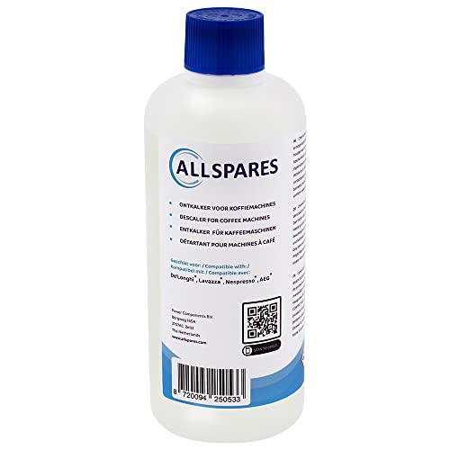 Descalcificador líquido compatible para AEG/Delonghi Original EcoDecalk (500 ml) para cafeteras AllSpares DLSC500