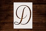 Large Script Cursive Letter D Stencil, Reusable & Sturdy, 8.5' x 11', Custom Calligraphy Design Template